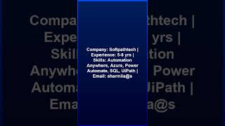 RPA UiPath Developer Role@Softpathtech#JobAlert #Jobs #trending #trendingshorts #viralshorts