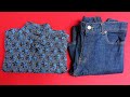 DIY안입는 셔츠와 청바지를 활용한 미니 토트백!/How to make a &quot;drawstring mini tote bag&quot;with old shirt &amp; jeans