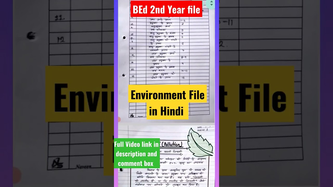 BEd 2nd Year File | Environment File In Hindi BEd 2nd Year File in Hindi 