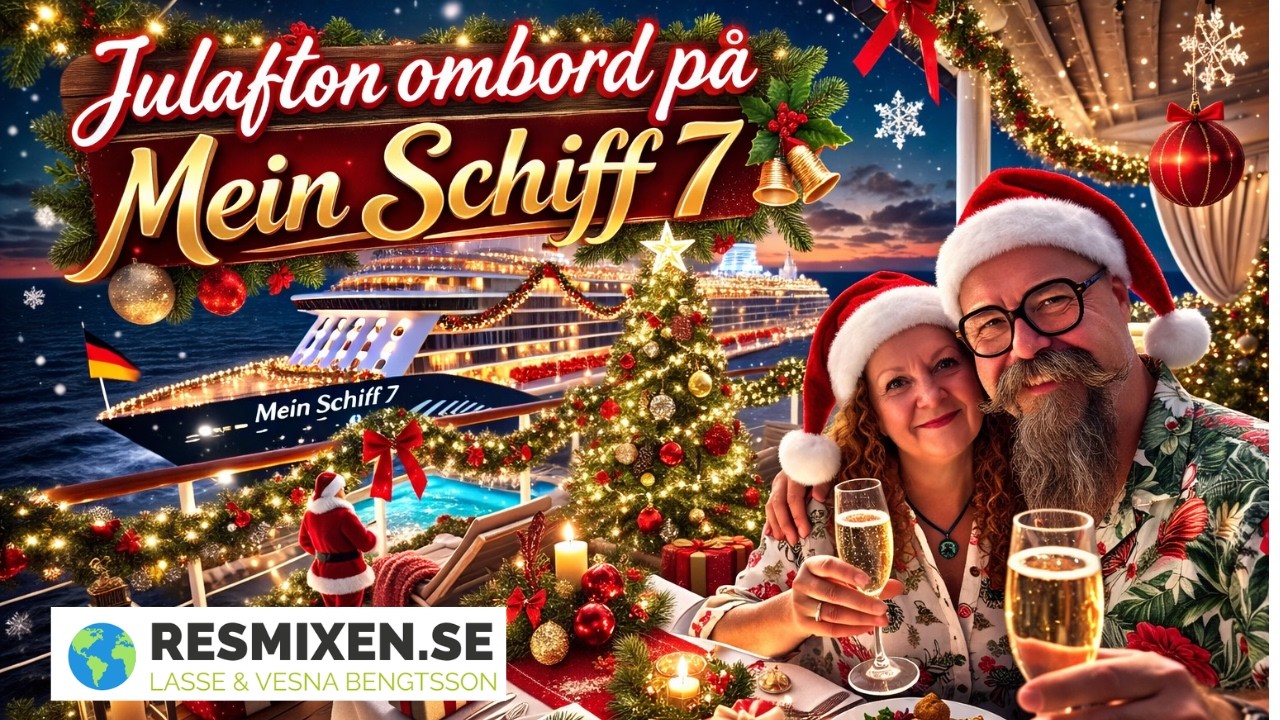 Julafton firas ombord på Mein Schiff 7, mitt ute på Atlanten, på väg mot Agadir, Marocko.