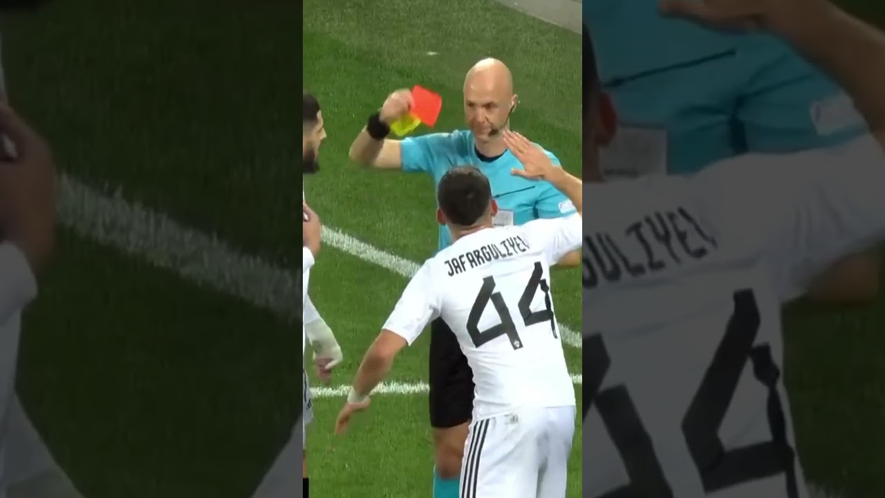 Cafarguliyev went to high five the ref for cancelling his yellow card... but gets a red instead 🤣🟥