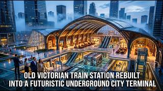 Old Victorian Train Station Rebuilt into a Futuristic Underground City Terminal  ASMR