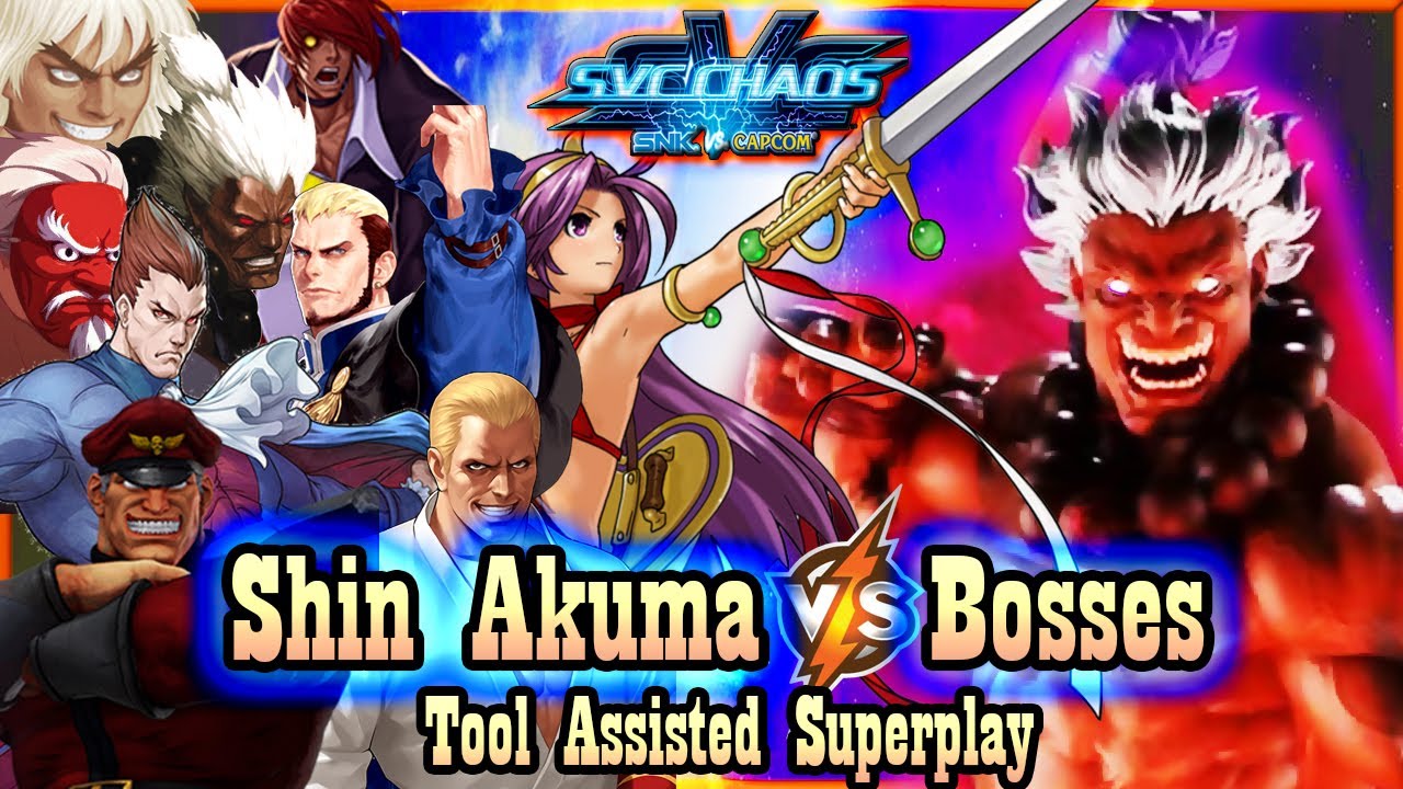 【TAS】SVC CHAOS:SNK VS CAPCOM - SHIN GOUKI (TRUE AKUMA) VS BOSSES (BOSS RUSH) (WITH RED LIFE)