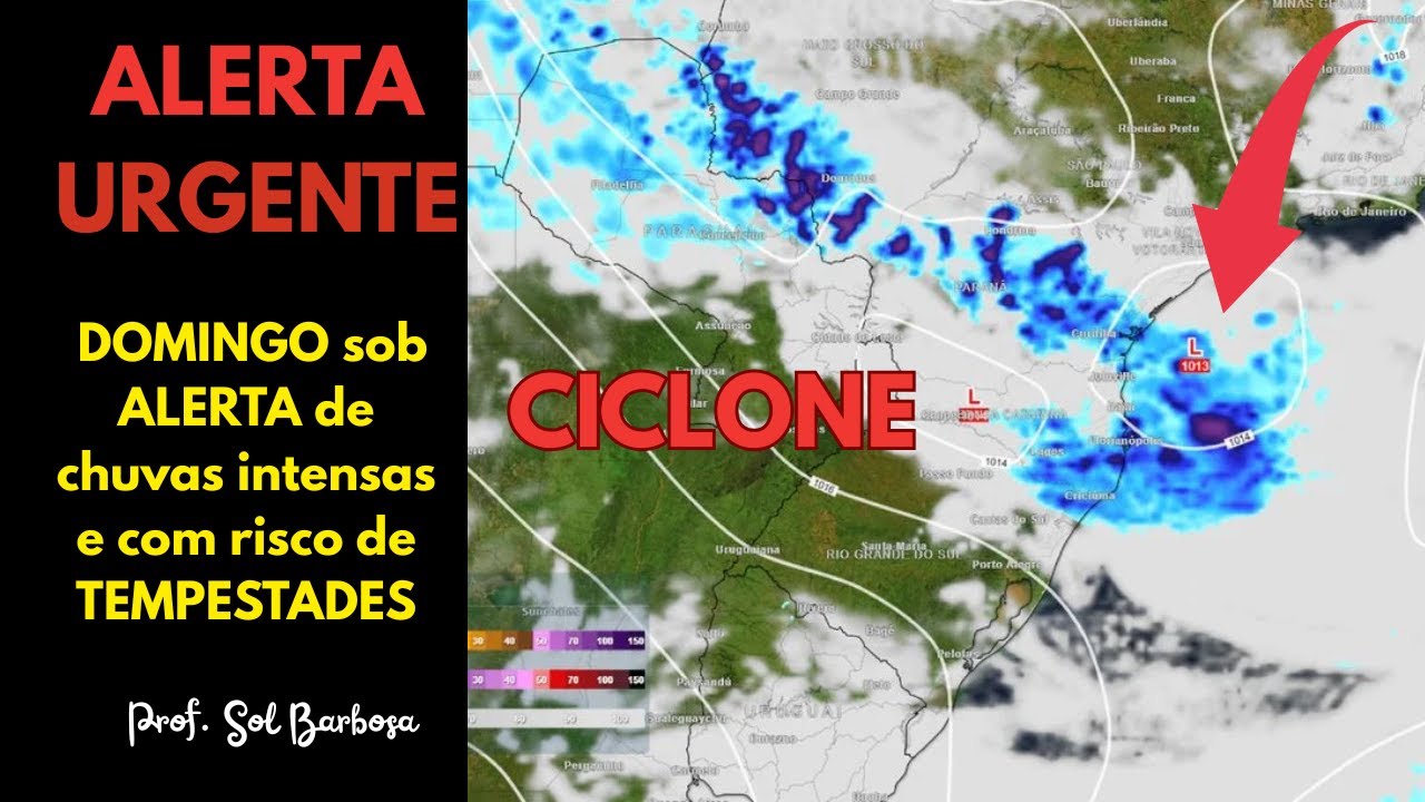 🔴⚠️URGENTE ALERTA CICLONE DOMINGO sob ALERTA de chuvas intensas e com risco de TEMPESTADES