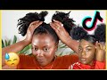 I TRIED A TIK TOK NATURAL HAIR STYLE | Space Buns w/ Swoop Bangs | KandidKinks