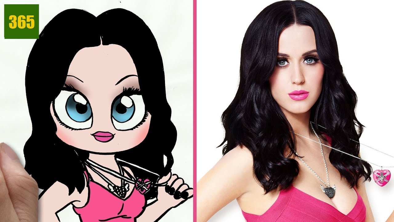 How To Draw A Katy Perry Cute Easy Step By Step Drawing Lessons For Kids Youtube