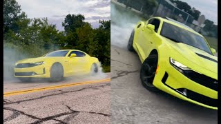 SLIDING MY 2021 CHEVY CAMARO LT1 + BURNOUT!! (Finishing off a set of tires)