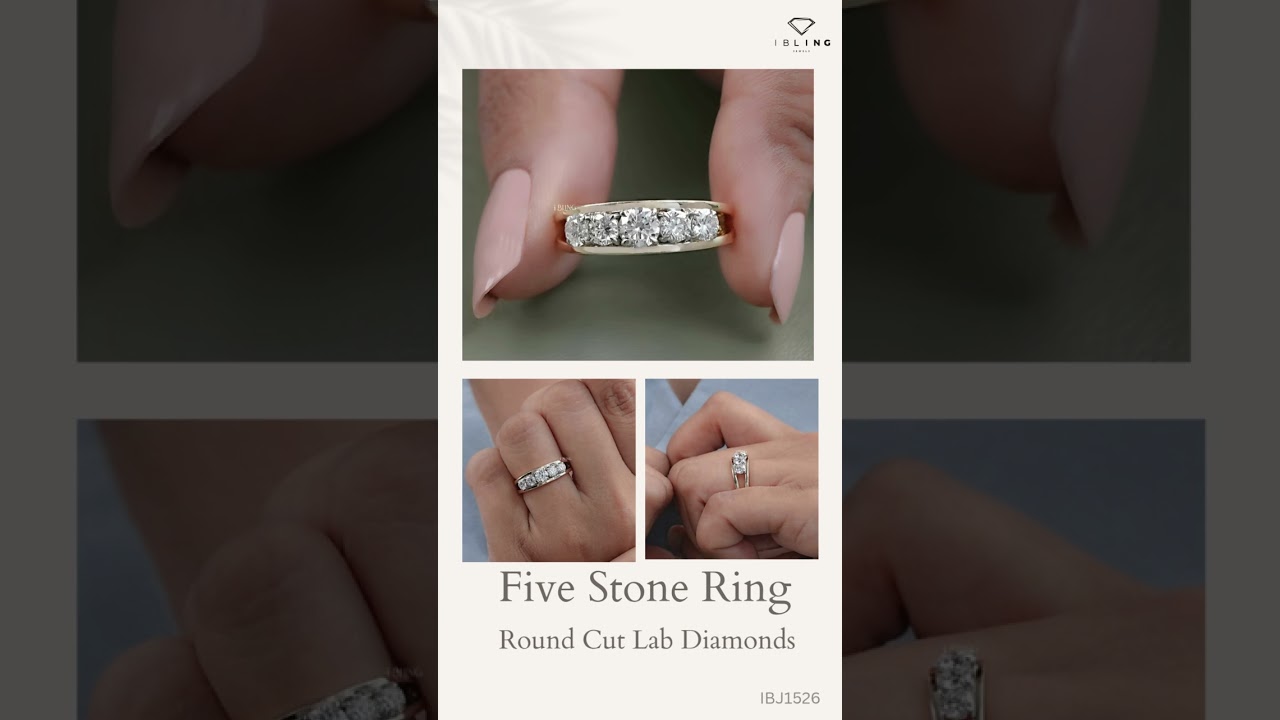 Round Cut Lab Grown diamond Five Stone Ring 
