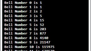 No of equivalence relations from A to A using BELLS TRIANGLE
