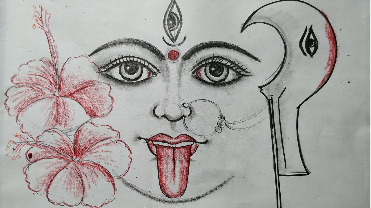 How To Draw Maa Kali Face With Pencil Sketch For Beginners Step By Step