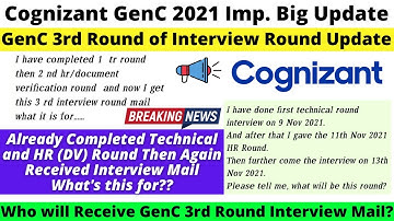 🔴Cognizant GenC 3rd Round of Interview mail Update After 1st & 2nd TR & HR Round, What