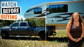 Solo Female Shows How to Unload and Load a Truck Camper | Truck Camper Living