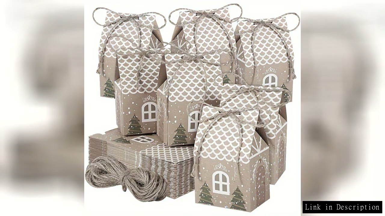 24pcs Christmas Candy Gift Box With Tag Kraft Paper Cookie Snack Packing Bags 2024 Xmas Party Home D