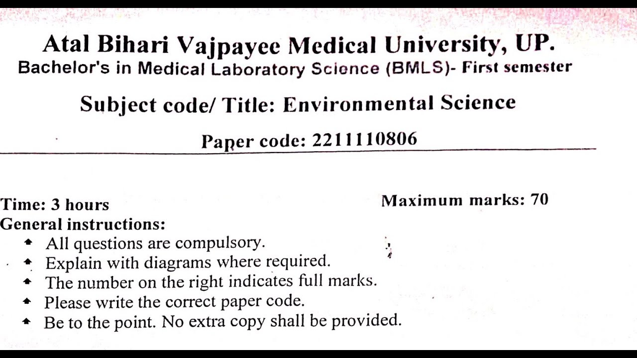 BMLS 1st Semester | Environmental Science | Session 2021 - 22 |main ...