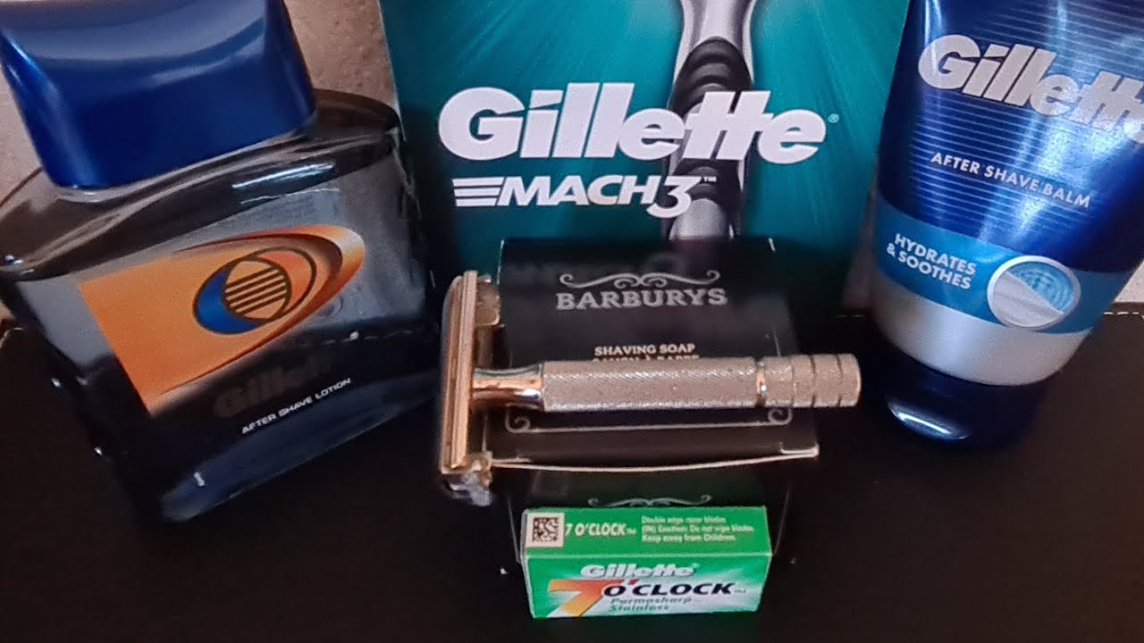 Mach3 v Gillette 1953 DE safety razor: osma alum soap&block: gillette ...