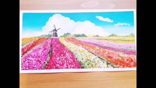 acrylic field painting easy flower