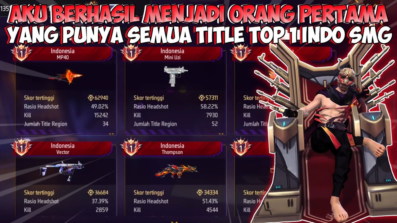 Aku Berhasil Menjadi Orang Pertama Yang Mendapatkan Semua Title Top 1 Indonesia Senjata SMG🔥