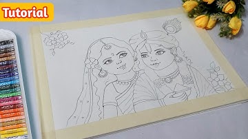 Radha Krishna Holi Drawing with Oil Pastel/ Radha Krishna Drawing/ Holi Drawing Little krishna