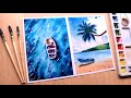 Watercolor painting for beginners seascape and beach landscape easy