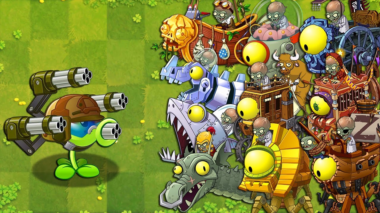 Plants vs Zombies 2 Final Boss - Gatling PEA Plant Max Level Power-Up ...