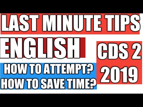 LAST MINUTE TIPS ENGLISH CDS 2 2019| LAST MINUTE ADVICE| DO'S N DONT'S ...