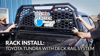 A quick demonstration of how spyder industries headache rack is
installed on toyota tundra with the factory 'deck rail' system.