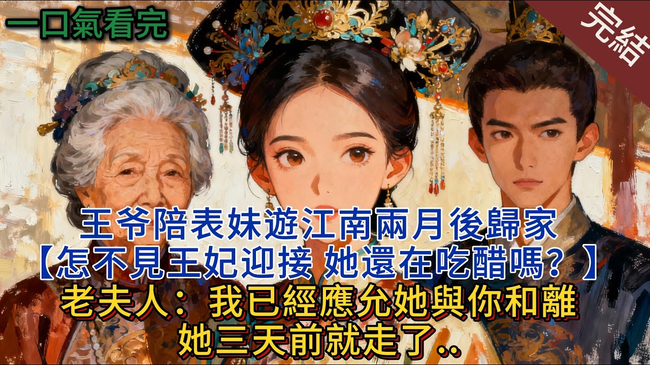 王爷陪表妹遊江南，兩月後歸家，“怎不見王妃迎接 ，她還在吃醋嗎？”老夫人：我已經應允她與你和離，她三天前就走了..#小说 #小说推荐 #完結 #一口气看完 #古言 #爽文 #大女主