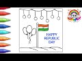 26 January Drawing For Kids | Republic Day Drawing For Kids  | Republic Day Colour Drawing For Kids