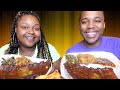 FULL MOON BBQ MUKBANG 먹방 EATING SHOW | BABY BACK RIBS + COLLARD GREENS + BAKED BEANS + CORN BREAD