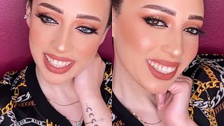 Brown Glitter Eye Makeup Look | مكياج بالالوان الترابيه مع الجليتر / Nourhan Hussein