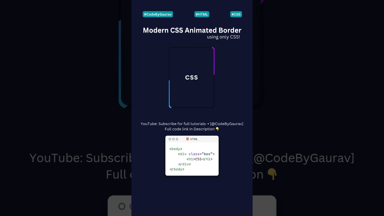 CSS Animated Border Effects! | Modern CSS Animated Border – Easy Tutorial!  #webdevelopment #shorts