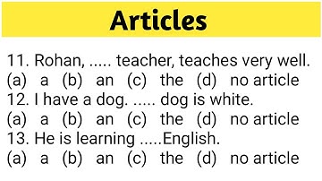Articles / A,An,The /Articles in English Grammar / Articles Practice set