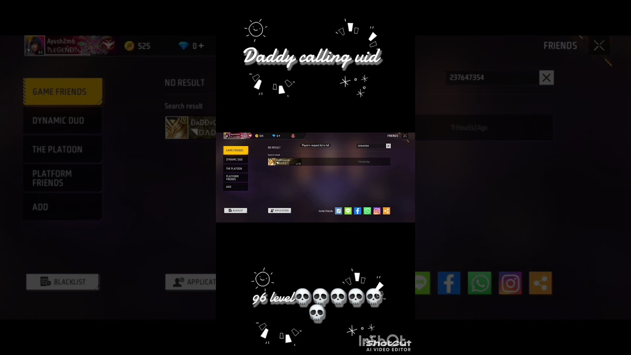 Daddy calling uid 96 level id