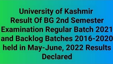 Kashmir University BG 2nd Semester Result Declared | Subject Wise Pass Marks
