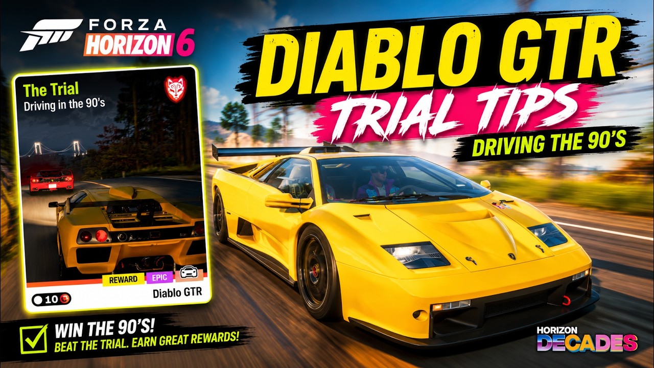 FORZA HORIZON 6 Diablo GTR Unlock! Driving the 90's Trial Tips
