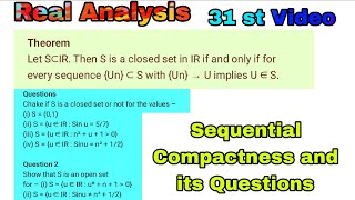 Celebrity Sequential Compactness and its Questions | #realanalysis #sequentialcompactness #maths  Profile