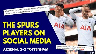 SPURS PLAYERS ON SOCIAL MEDIA: The Tottenham Players React After 2-2 Draw at Arsenal: 손흥민 Son Brace