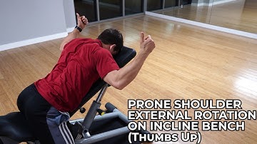 Prone Shoulder External Rotation on Incline Bench (Thumbs Up) V2