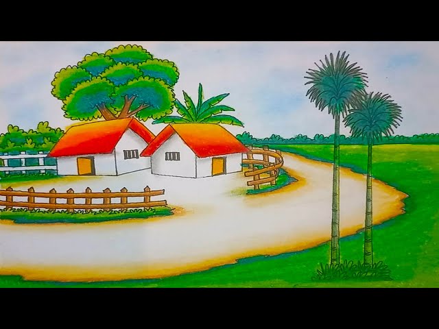 Buy Indian Village Scenery Handmade Painting by KRISHNA MONDAL.  Code:ART_8303_60652 - Paintings for Sale online in India.