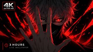 4K DARK ANIME 🔴 | Red Eye Live Wallpaper | 3 Hours