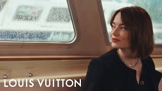 Emma Stone's Curtain Bangs at Louis Vuitton Cruise Show