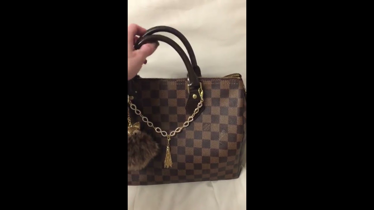 Louis Vuitton Speedy 30 Damier Ebene review and what&#39;s in my bag and base shaper - YouTube