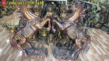 Cặp ngựa mã đáo đồng pháp lam _ cặp bình tứ linh _ quan âm Bồ tát bằng đồng. Ngày 31/12/2024