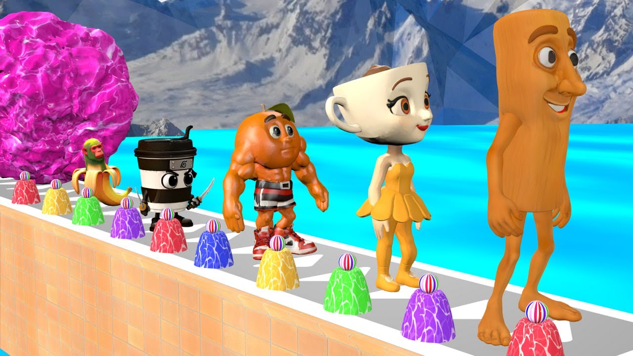 Long Slide Game With Cow Elephant Gorilla Hippopotamus Tiger - 3d Animal Game - Funny 3d Animals