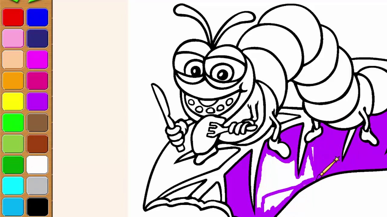 COLORİNG CATERPİLLAR FOR KİDS [ coloring page is for children - YouTube