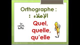 orthographe : quel - quelle - qu'elle  أبسط شرح للمتشابهات