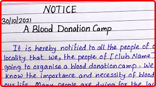 Write a notice for Blood Donation Camp | Notice Writing in English #LetsWriteinEnglish