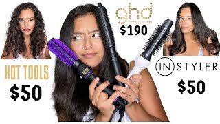 *NEW* GHD RISE VS INSTYLER IONIC STYLER VS HOT TOOLS SILICON HOT BRUSH - ON CURLY HAIR