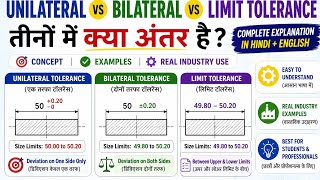 Unilateral vs Bilateral vs Limit Tolerance | Real Industry Examples | Mechanical Design Hindi.