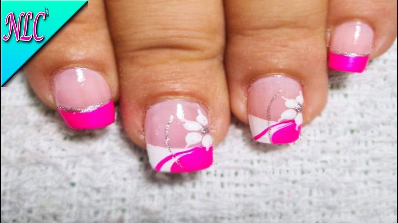 Diseno De Unas Flores En Fucsia Muy Facil Flowers Nail Art Nlc Youtube